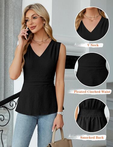 Blooming Jelly Women's Summer Tank Tops Dressy Casual Blouses Business Work Outfits Sleeveless Peplum Shirts in Kuwait