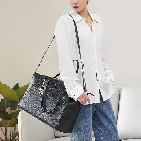 Badgley Mischka Caroline Vegan Leather Tote Weekender Travel Bag (Black) in Saudi Arabia