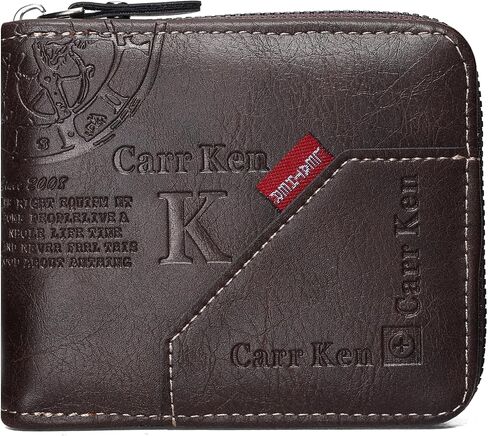 Mens wallet Leather wallet men Wallet Zipper RFID Bifold Wallet for Men ID card Window Credit Card Coin Photo Multifunction Card Slots Gift for Him,Black in Saudi Arabia