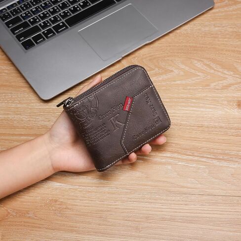 Mens wallet Leather wallet men Wallet Zipper RFID Bifold Wallet for Men ID card Window Credit Card Coin Photo Multifunction Card Slots Gift for Him,Black in Saudi Arabia