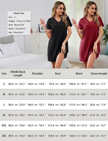 Marvmys Women 2 Pack Lightgowns Soft Short Sleeve Sleep Stirts Sleepwear v الرقبة المريحة صالة Nightshirts in Saudi Arabia
