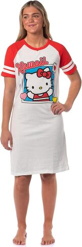 Bioworld Sanrio Hello Kitty and Friends Women's Varsity Pajama Sleep Shirt V-Neck Raglan Nightgown in Saudi Arabia