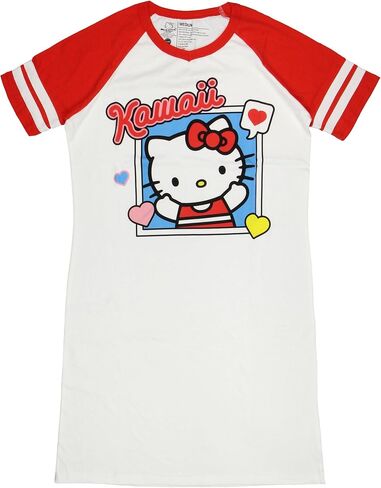 Bioworld Sanrio Hello Kitty and Friends Women's Varsity Pajama Sleep Shirt V-Neck Raglan Nightgown in Saudi Arabia