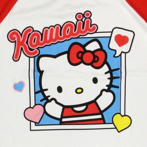 Bioworld Sanrio Hello Kitty and Friends Women's Varsity Pajama Sleep Shirt V-Neck Raglan Nightgown in Saudi Arabia
