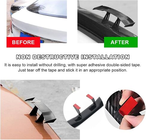 Car Spoiler Wing, Carbon Fiber Auto Exteriores Rear Tail Wings, ABS Automotive Mini Tiny Trunk Spoiler for Most Vehicles, Universal Car Accessories (Black Carbon Fiber, Small) in Saudi Arabia