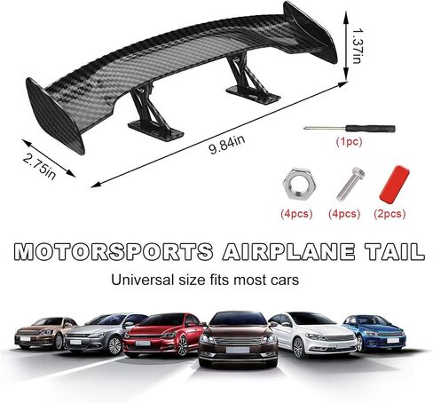 Car Spoiler Wing, Carbon Fiber Auto Exteriores Rear Tail Wings, ABS Automotive Mini Tiny Trunk Spoiler for Most Vehicles, Universal Car Accessories (Black Carbon Fiber, Small) in Saudi Arabia