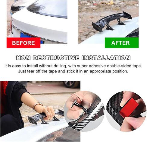 Car Spoiler Wing, Carbon Fiber Auto Exteriores Rear Tail Wings, ABS Automotive Mini Tiny Trunk Spoiler for Most Vehicles, Universal Car Accessories (Black Carbon Fiber, Small) in Saudi Arabia
