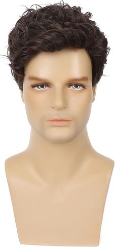 Sallcks Mens Short Curly Brown Wig Synthetic Halloween Party Cosplay Costume Full Wigs for Men in Saudi Arabia