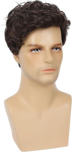 Sallcks Mens Short Curly Brown Wig Synthetic Halloween Party Cosplay Costume Full Wigs for Men in Saudi Arabia