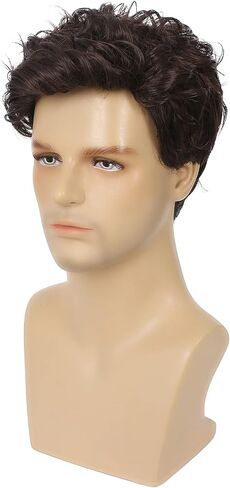 Sallcks Mens Short Curly Brown Wig Synthetic Halloween Party Cosplay Costume Full Wigs for Men in Saudi Arabia