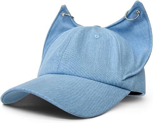 Y2K Fox Ears Cap Baseball With Iron Ring للجنسين جينز أبي قبعة حيوانات حيوانات الجرونج الجمالية قبعة جمالية in Kuwait
