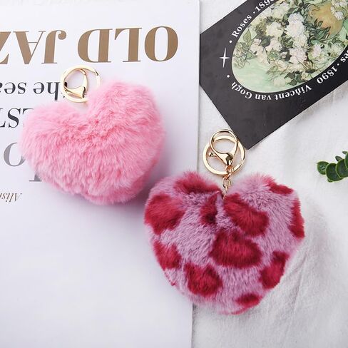 YALLNASL Leopard Print Bag Charms for Handbag Purse Heart Accessories for Keys Leopard Keychains for Women Girls Animal Lover in Saudi Arabia