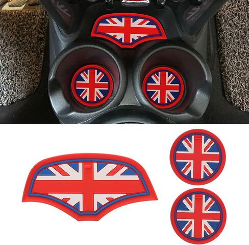 TOMALL Cup Coaster Compatible with Mini Cooper Hatchback F55 F56 Silicone Cup Holder Coaster Center Console Storage Box Silicone Car Coasters for Cup Holders Car Coaster Mat Pad Accessories (Red Flag) in Saudi Arabia