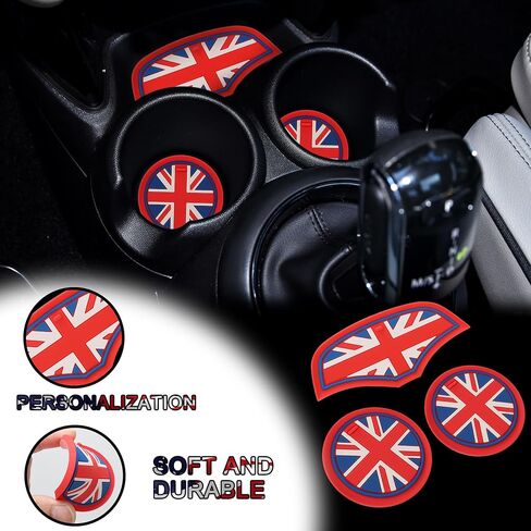 TOMALL Cup Coaster Compatible with Mini Cooper Hatchback F55 F56 Silicone Cup Holder Coaster Center Console Storage Box Silicone Car Coasters for Cup Holders Car Coaster Mat Pad Accessories (Red Flag) in Saudi Arabia