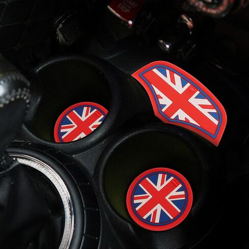 TOMALL Cup Coaster Compatible with Mini Cooper Hatchback F55 F56 Silicone Cup Holder Coaster Center Console Storage Box Silicone Car Coasters for Cup Holders Car Coaster Mat Pad Accessories (Red Flag) in Saudi Arabia