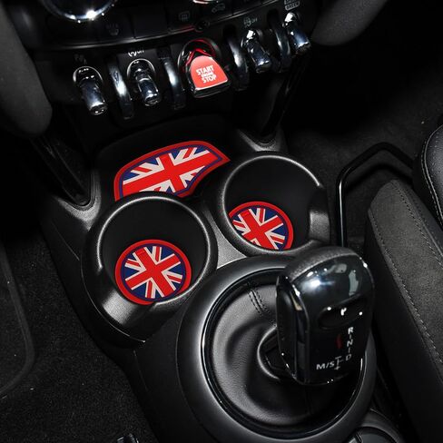 TOMALL Cup Coaster Compatible with Mini Cooper Hatchback F55 F56 Silicone Cup Holder Coaster Center Console Storage Box Silicone Car Coasters for Cup Holders Car Coaster Mat Pad Accessories (Red Flag) in Saudi Arabia