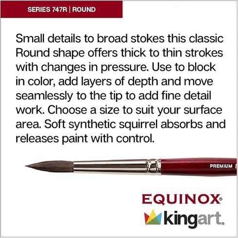 KINGART Premium Equinox 747R-8 Round Series Watercolor Artist Brushes, Synthetic Squirrel Hair, Short Handle, Size 8 in Saudi Arabia