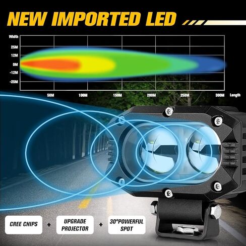CO LIGHT LED Pod Spot Lights 2PCS 4 inch 96W LED Fog Lights for Truck Offroad Driving Lights SUV ATV Boat Motor Tractor Forklift 3 Years W-arranty in Saudi Arabia