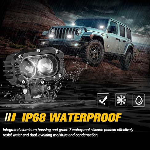 CO LIGHT LED Pod Spot Lights 2PCS 4 inch 96W LED Fog Lights for Truck Offroad Driving Lights SUV ATV Boat Motor Tractor Forklift 3 Years W-arranty in Saudi Arabia