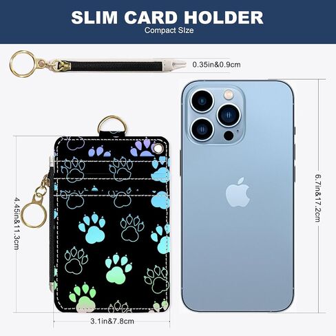 Slim Wallet Credit Card Holder, Grass Green Flowers, RFID Wallet Women Cute Small Front Pocket Wallet With Zipper, PU Leather Thin travel RFID Blocking Card Case ID Window,Ladies Gifts in Saudi Arabia