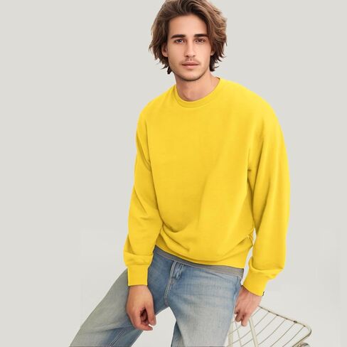 Men's Crewneck Sweatshirt Long Sleeve Fleece Sweatshirts Breathable Lightweight Crew Neck Pullover Sweatshirts in Kuwait