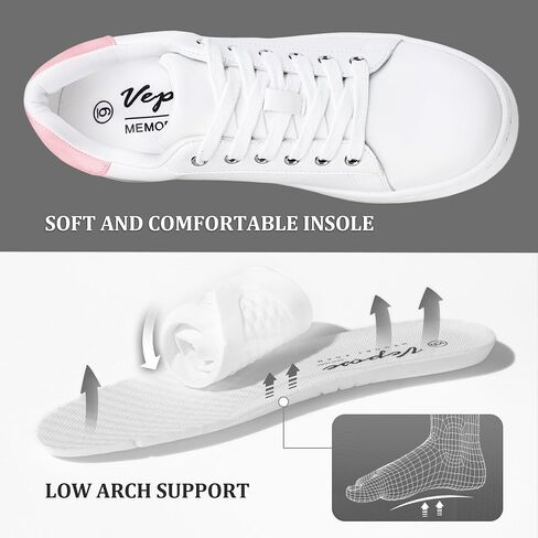 Vepose Women's Fashion Sneakers, Lace Up Low Top Platform Tennis Shoes | Comfortable fashion walking shoes, low top, memory foam cushioning, lace up, cute style for work, travel and weekends in Kuwait