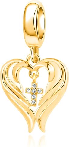 Angel Wings Dangle Charm Pave Cubic Zirconia Corss Bead for Pandora Bracelet Women Gift in Saudi Arabia