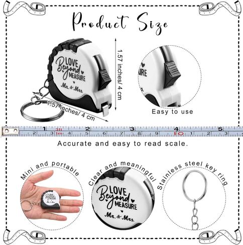 Loetere 50 Sets Wedding Favors for Guests Tape Measure Keychains with Cards Gift Bags for Bridal Shower Wedding Party Souvenirs in Saudi Arabia