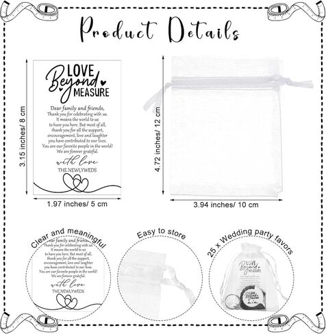 Loetere 50 Sets Wedding Favors for Guests Tape Measure Keychains with Cards Gift Bags for Bridal Shower Wedding Party Souvenirs in Saudi Arabia