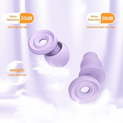 Ear Plugs for Sleeping Noise Reduction, Ultra-Comfy Silicone Sleep Ear Plugs, Noise Cancelling Ear Plugs for Block Snoring/Noise Sensitivity/Travel/Work/Focus - 5 Pairs Ear Tips in S/M/L in Saudi Arabia