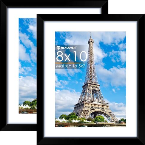 Nexcover 8x10 إطار الصورة الأسود 2pk ، إطار صور 8 × 10 مع plexiglass HD مقاوم للتشويش ، إطارات الصور ملصقة للصور 5x7 مع حصيرة أو 8x10 بدون حصيرة ، أفقي ورأسي للتعليق الجدار أو الجدار in Kuwait