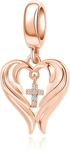 Angel Wings Dangle Charm Pave Cubic Zirconia Corss Bead for Pandora Bracelet Women Gift in Saudi Arabia