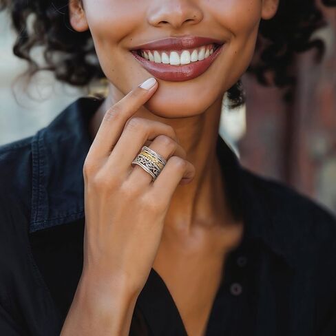 Ross-Simons Sterling Silver and 18kt Gold Over Sterling Jewelry Set: 6 Textured Rings in Saudi Arabia