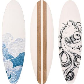RattanView 3 Pieces Surfboard Wooden Beach Decor for Bedroom Surfboard Wall Decor Summer Wood Wall Hanging Sign for Tropical Bedroom Living Room Decoration (Ocean)