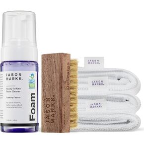 Jason Markk Quick Clean Kit & Microfiber Bundle ، مجموعة من 5 قطع ، ورغوة جاهزة للاستخدام وفرشاة شهية ، 3 عبوات من المناشف ، مثالية للأحذية ، آمنة للجلد ، جلد الغزال ، nubuck ، القطن ، الحياكة
