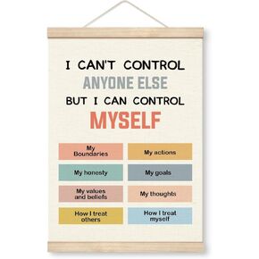 Yxadu Therapy Decorations, Canvas Poster Wood Hanger, Self Respect Poster, Rustic Door Sign, Therapy Office Decor, Counseling Room Decor, Psychology Canvas Prints, Types of Boundaries Poster
