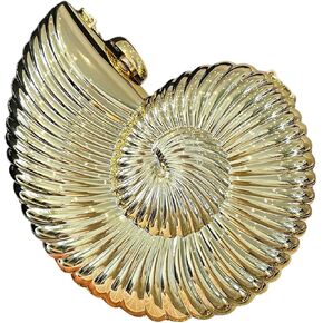 Milumia Women's Metallic Conch Shape Clutch Purse Elegant Chain Strap Mini Crossbody Bags