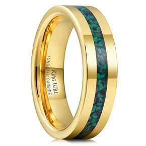 King Will Tungsten Carbide Rings For Men 8mm Gunmetal Wedding Band Malachite Inlay High Polished Finish Anniversary Ring Comfort Fit Size 7-14