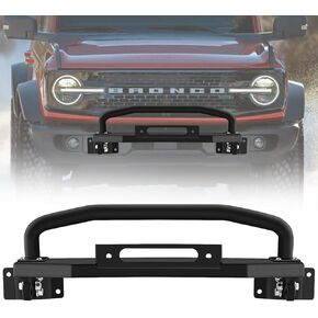 Bronco Front Bumper with Winch Plate Front Bumper with Bull Bar&Winch Mount Off-Road Brush Guard Winch Mounting Plate Compatible with 2021-2023 Ford Bronco (ONLY for Steel Modular Front Bumper)