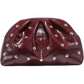 Verdusa Women's PU Leather Studded Clutch Handbags Retro Magnet Ruched Evening Bags in Saudi Arabia