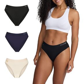 STEP ONE Bikini Brief Womens Underwear, 3-Pack, Womens Underwear for Sensitive Skin, Moisture- Wicking, Anti-Chafing Bikini