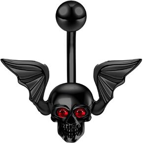 14G Surgical Stainless Steel Dangle Belly Button Rings for Women Belly Ring Dangling Piercing Jewelry CZ Snake lizard Skull Spider bat Halloween Party Punk Rock