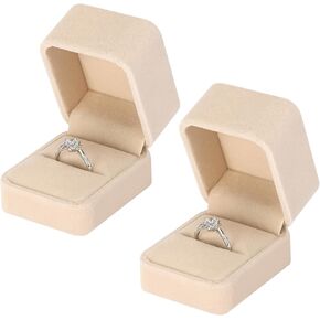 KUKUVR 2 Pieces Velvet Ring Gift Box, Small Ring Storage Boxes for Proposal Wedding Engagement Christmas Valentine's Day, Ring Earrings Stud Holder Display box for Woman Girl in Kuwait