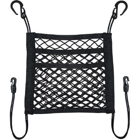 3-Layer Car Mesh Organizer Storage Between Front Seats Kid Dog Pet Net Barrier Pocket Elastic Tissue Purse Holder Netting for Automotive Interior Trim Driver Storage Netting Pouch(11.8 x 10.6 inch)