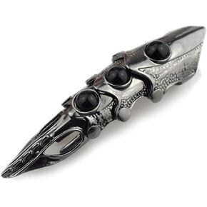Gothic Armor Full Joint Ring for Men Women Punk Cool Cosplay Party Knuckle Joint Finger Rings (Black)