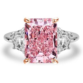 4.0CT ICE ICE Radiant Cut Three Three Stone Pink Enggement Ring ، Big CZ Simusted Diamond 925 Sterling Silver Promise For Wedding ، Daily ، Travel