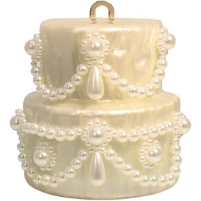 Cake Shaped Acrylic Clutch Pearl Handbags Beaded Evening Bag Mini Clutch Handbag for Wedding Cocktail Party Prom