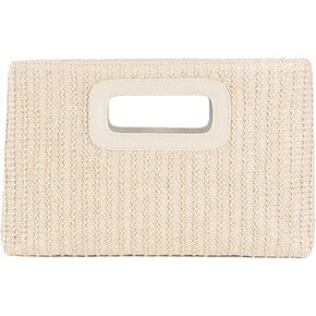 Women Top Handle Handbag Chain Crossbody Bag 2025 Summer Raffia Straw Clutch Beach Vacation Evening Square Purse in Kuwait