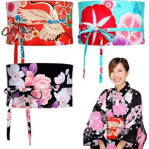 Handepo 3 Pcs Women's Japanese Kimono Robe Obi Belt Kimono Robe Wide Waistband for Japanese Style Robe Accessories