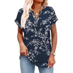 OFEEFAN Womens Tops and Blouses Dressy Casual V Neck Tshirts Short Sleeve Summer Clothes Trendy 2025